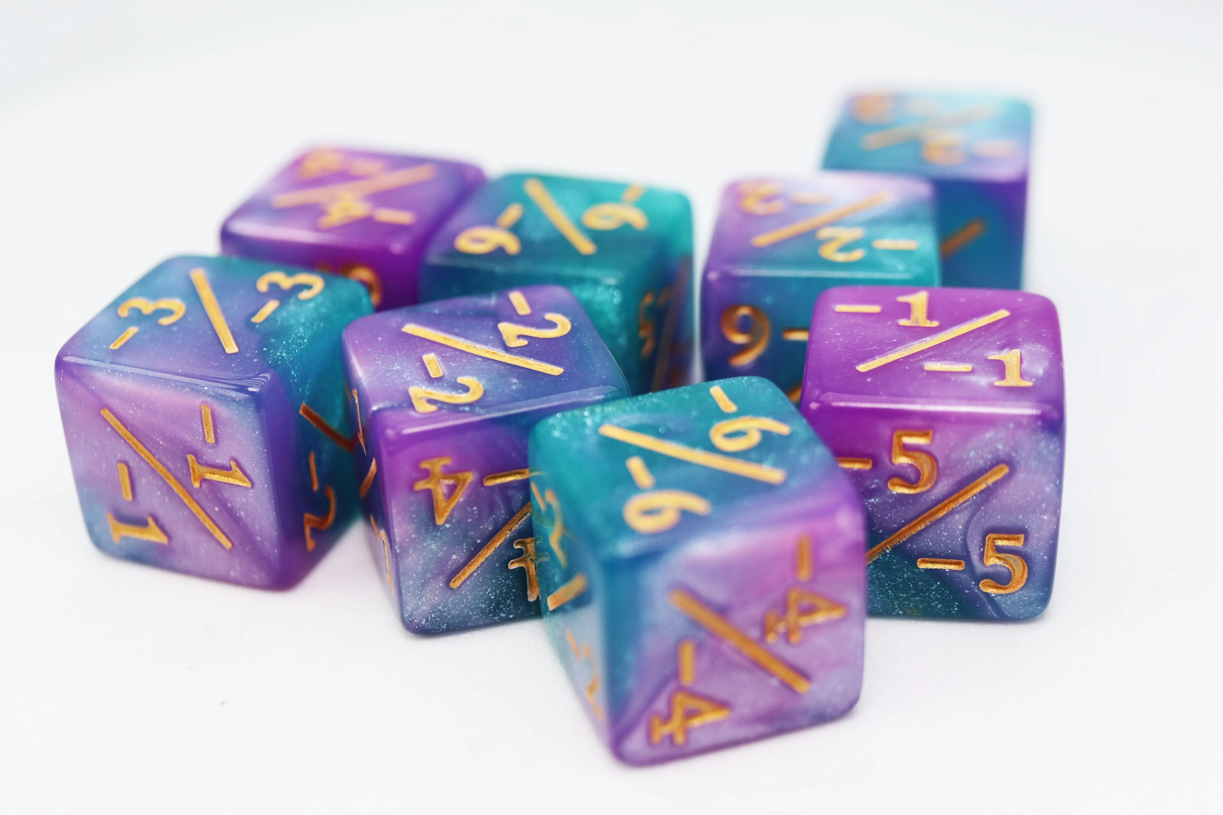 -1/-1 Light Blue & Purple Glitter Counters  for Magic - set of 8