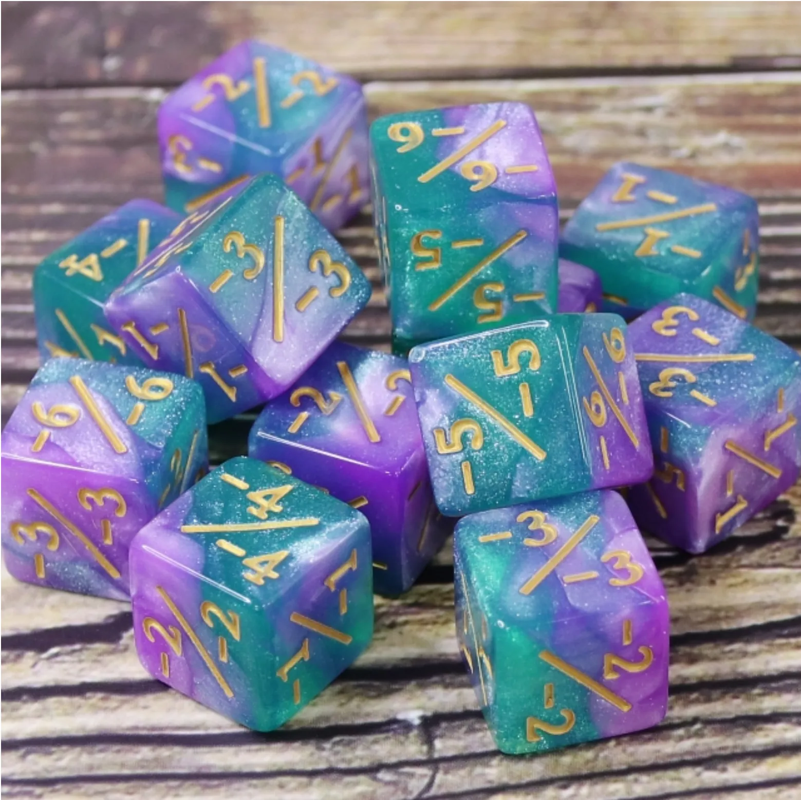 -1/-1 Light Blue & Purple Glitter Counters  for Magic - set of 8