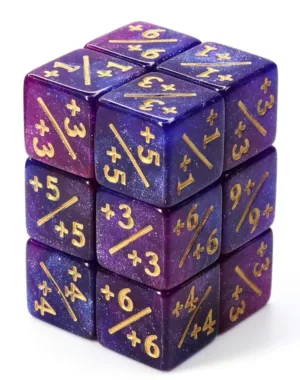  1/ 1 Dark Blue & Purple Glitter Counters for Magic - set of 8