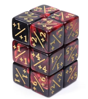  1/ 1 Red & Black Counters for Magic - set of 8