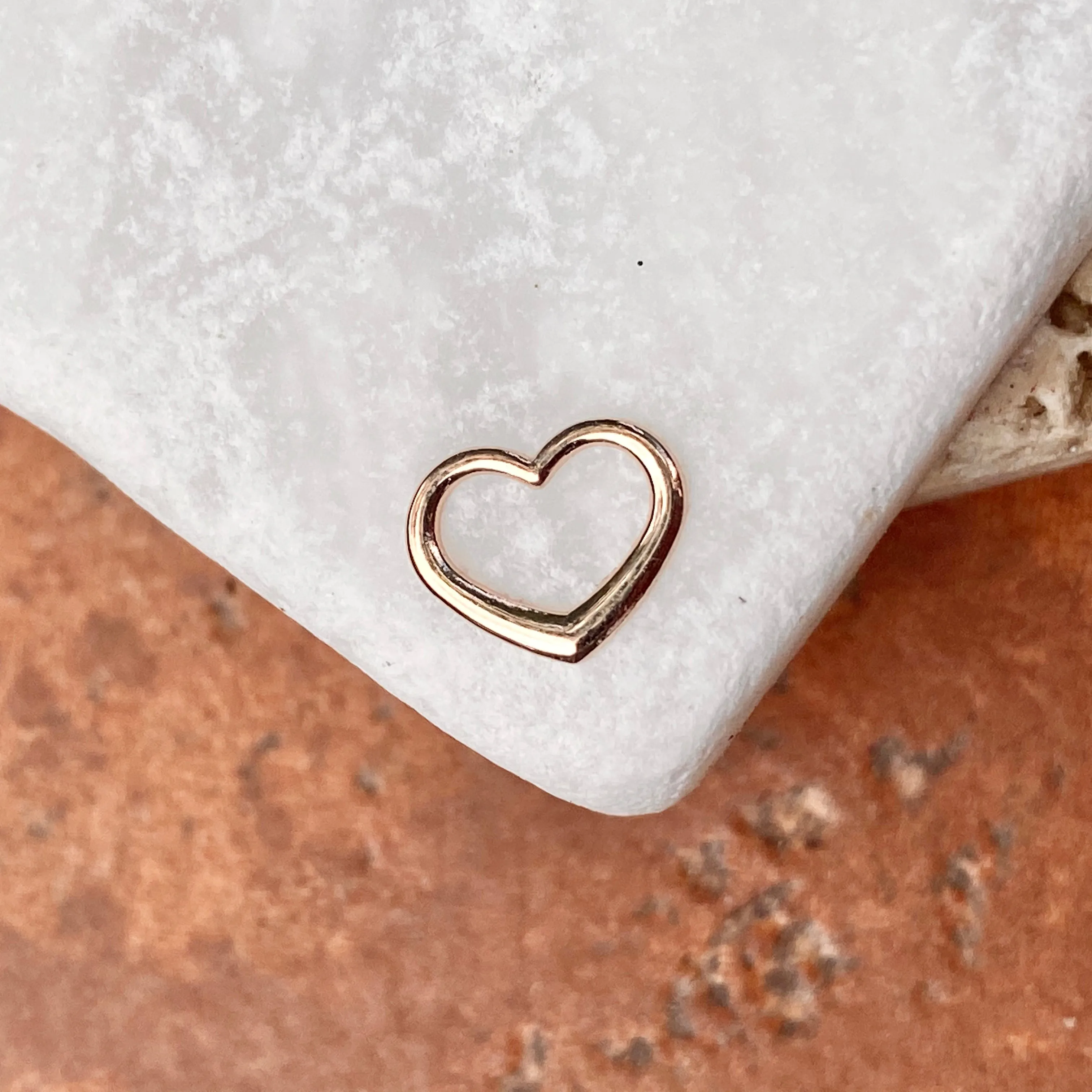 10KT Rose Gold Mini Open Heart Pendant Charm Slide