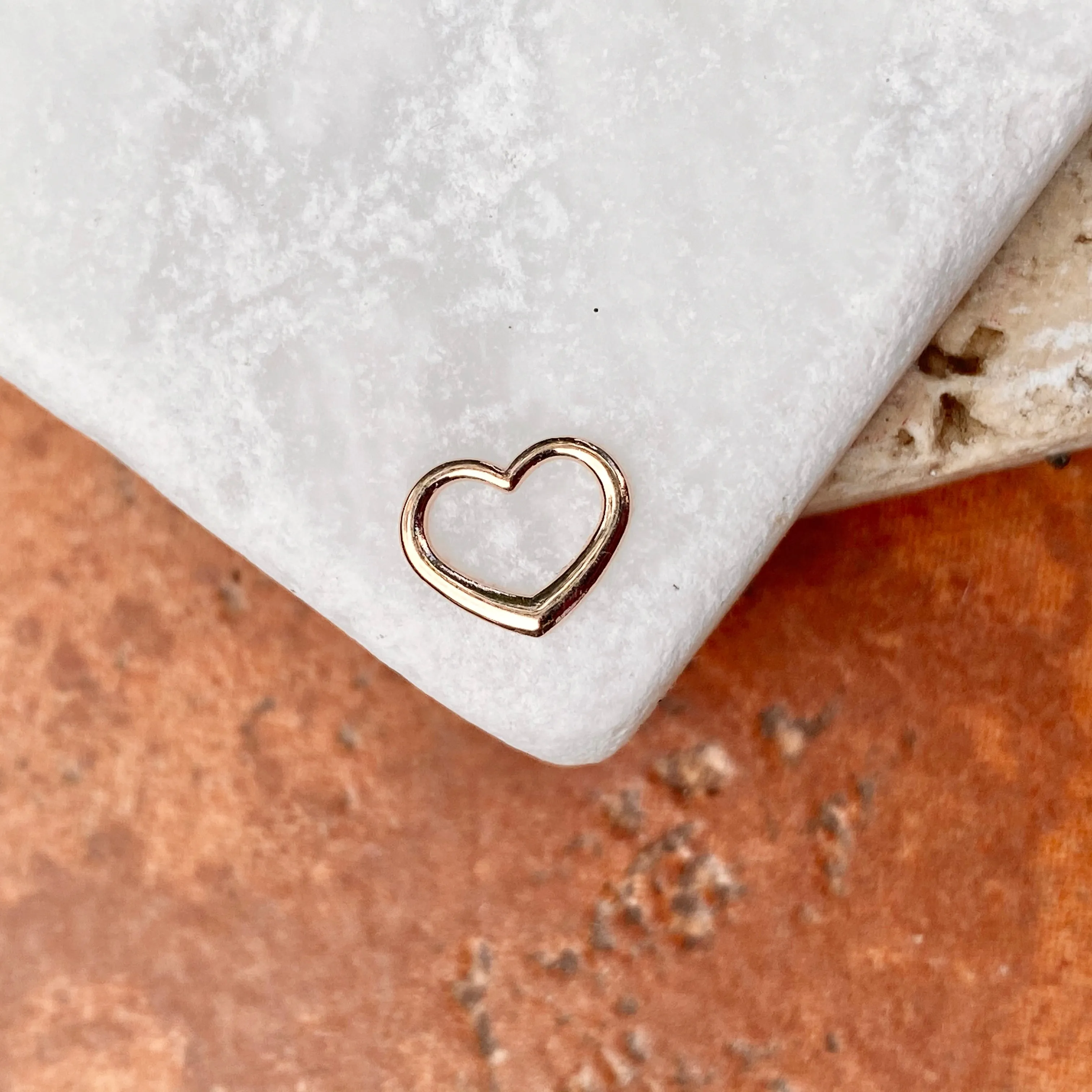 10KT Rose Gold Mini Open Heart Pendant Charm Slide