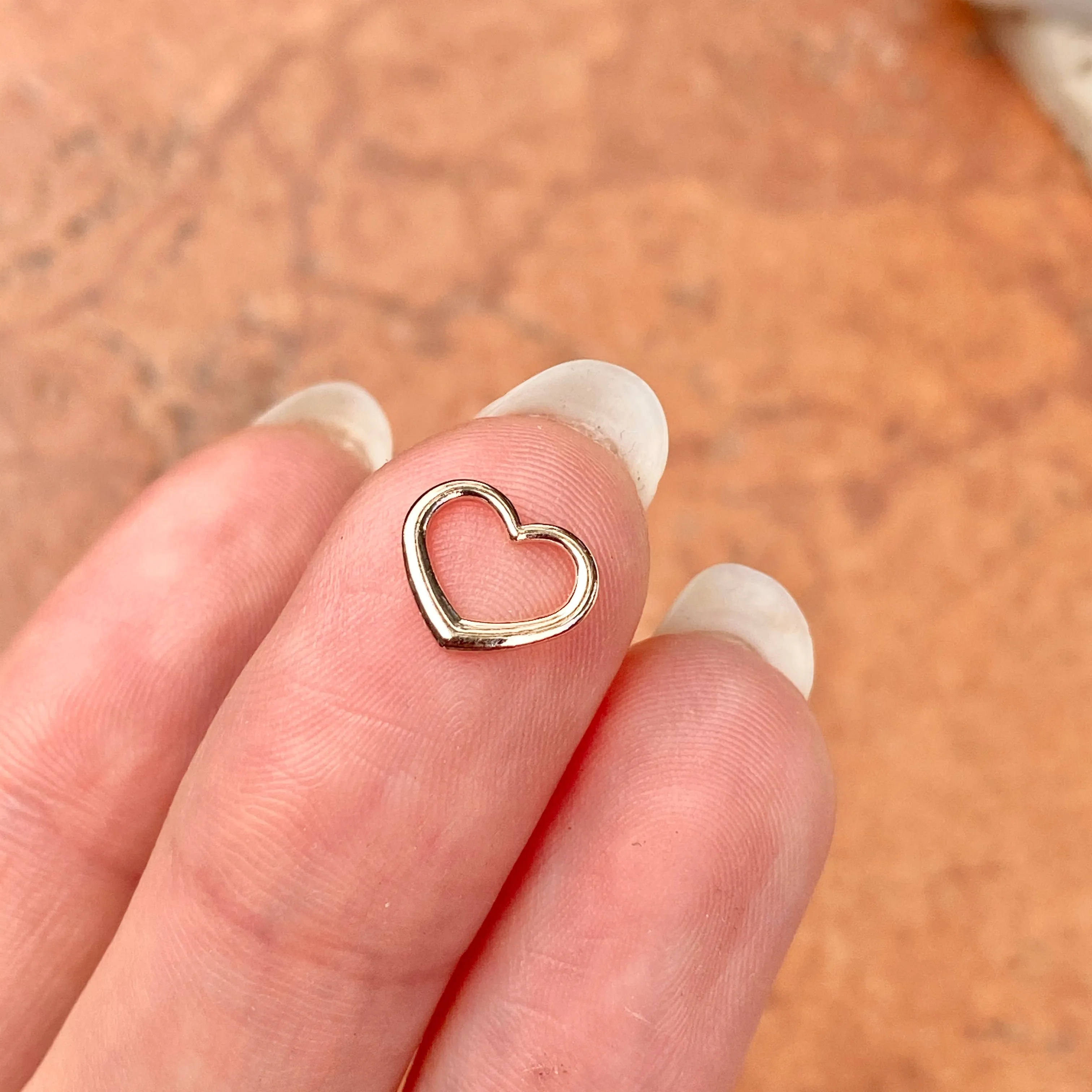 10KT Rose Gold Mini Open Heart Pendant Charm Slide