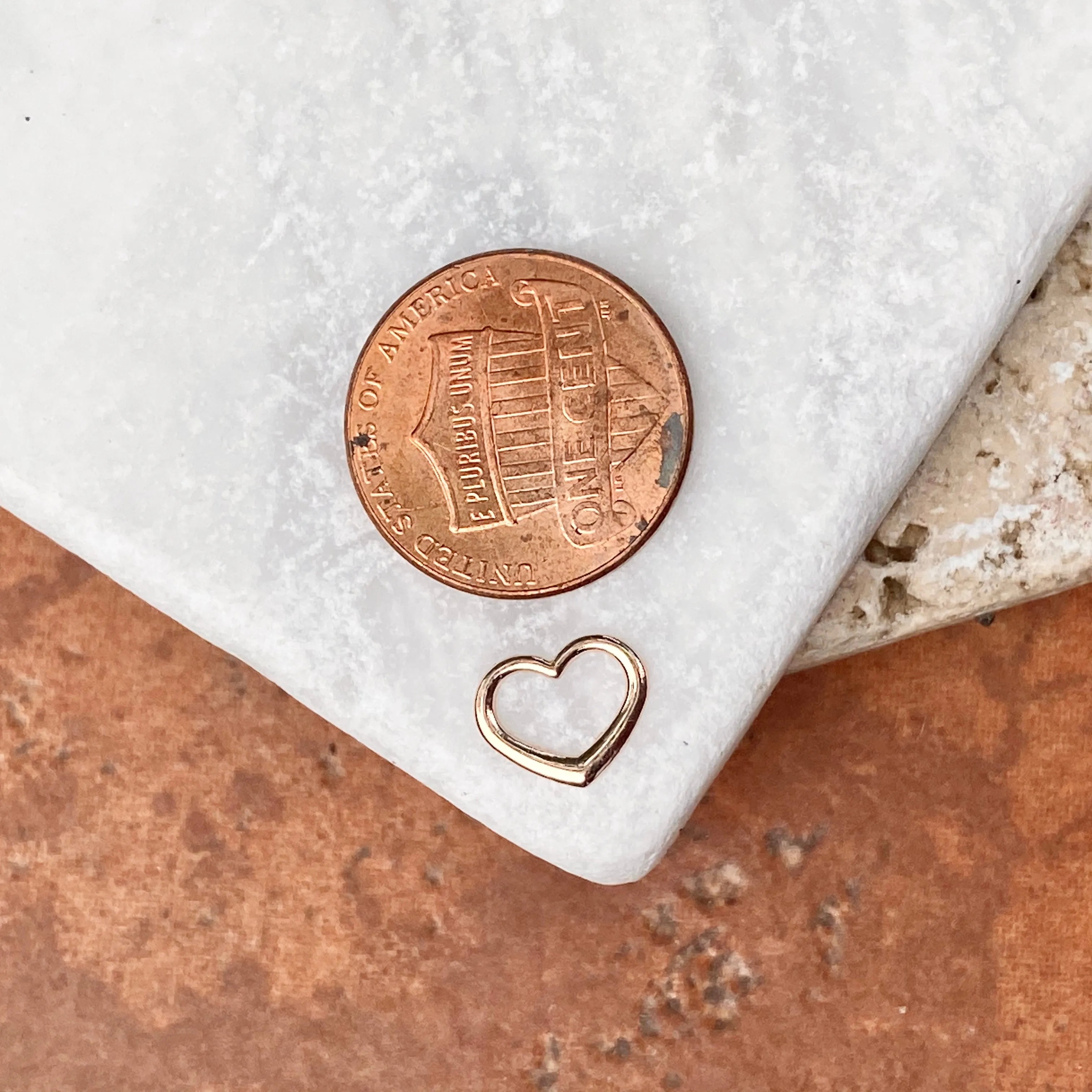 10KT Rose Gold Mini Open Heart Pendant Charm Slide