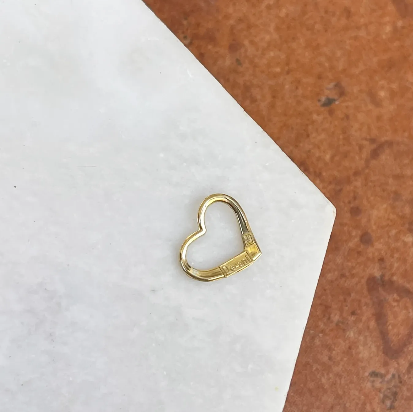 10KT Yellow Gold Small Open Heart Pendant Slide