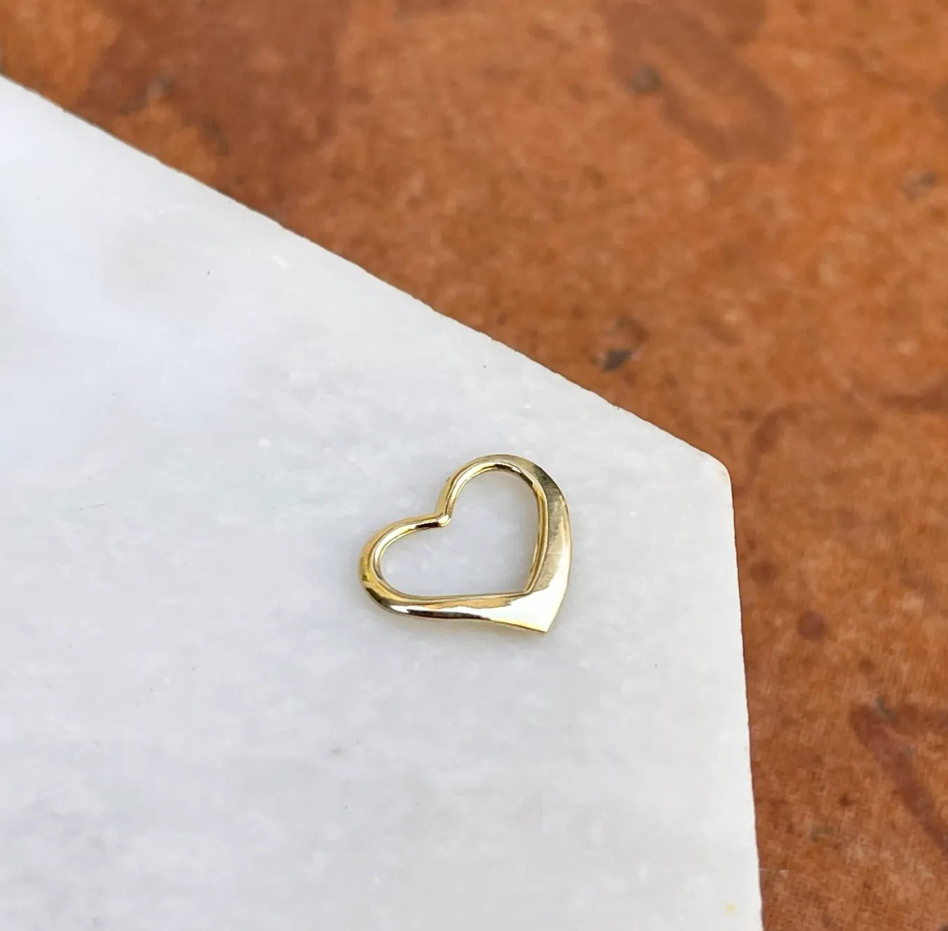 10KT Yellow Gold Small Open Heart Pendant Slide
