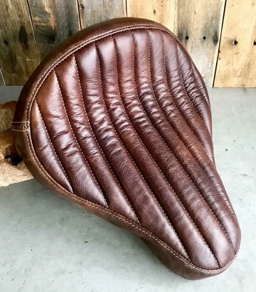 12x13" Brown Tuck Roll Seat Chopper Harley Sportster Indian Bobber Bates Style