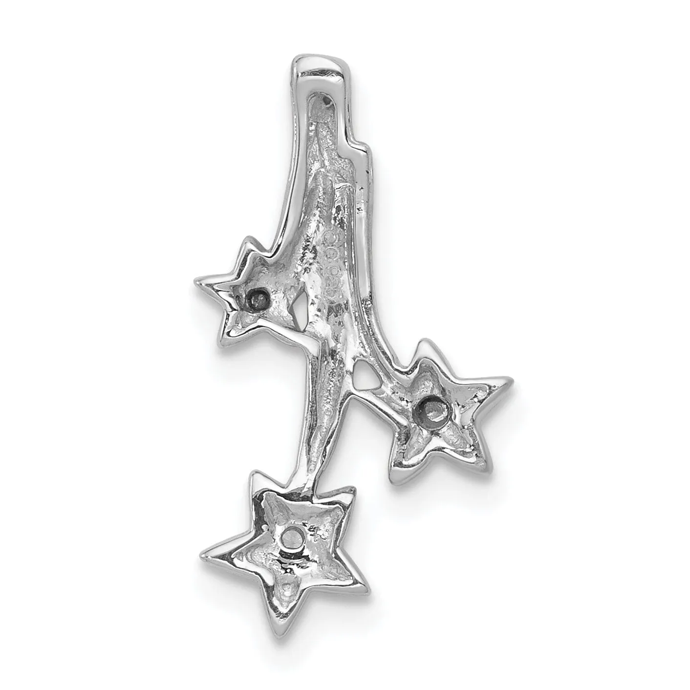 14k White Gold Polished Diamond Shooting Stars Design Chain Slide Pendant