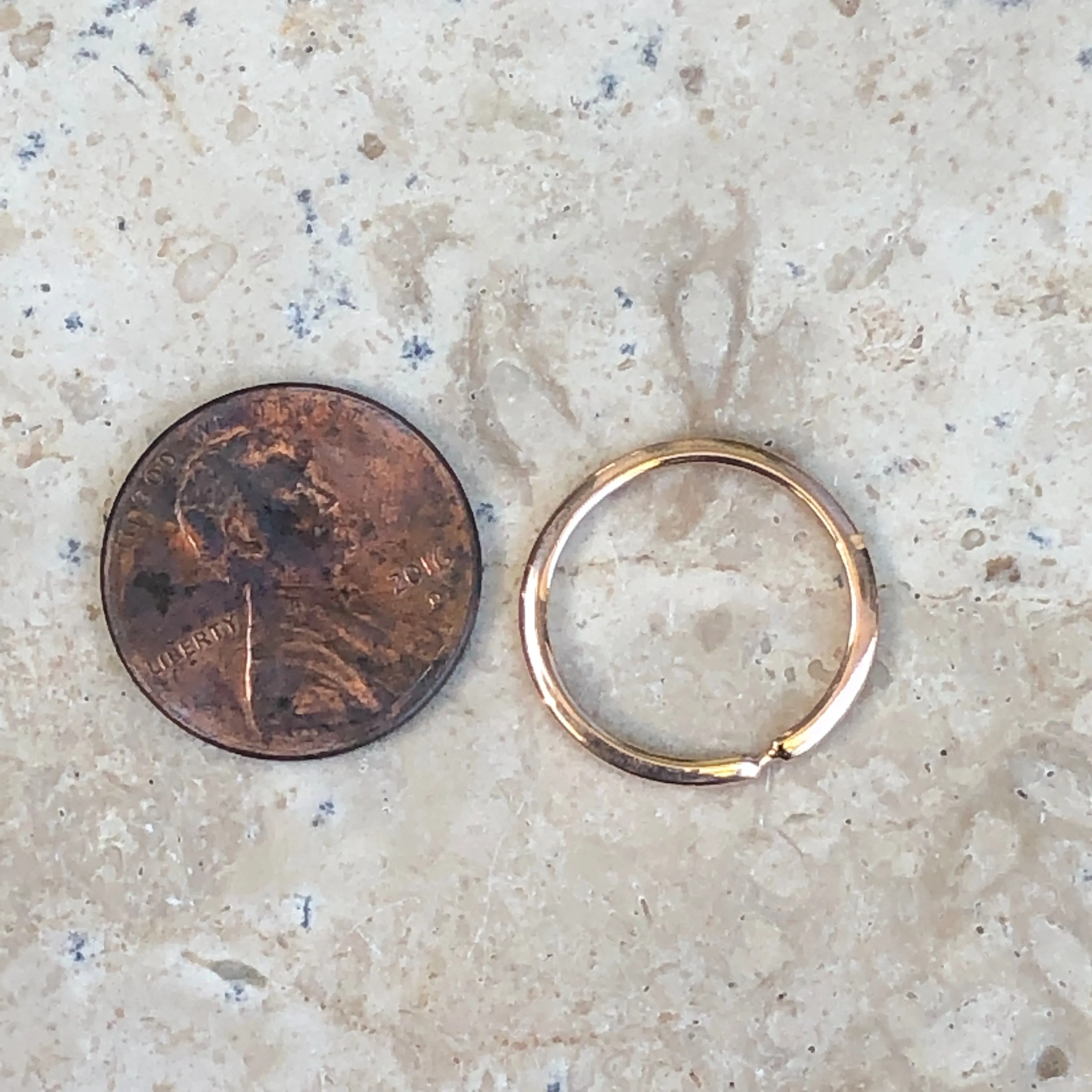 14KT Rose Gold Open Circle Slide Round Pendant Disc