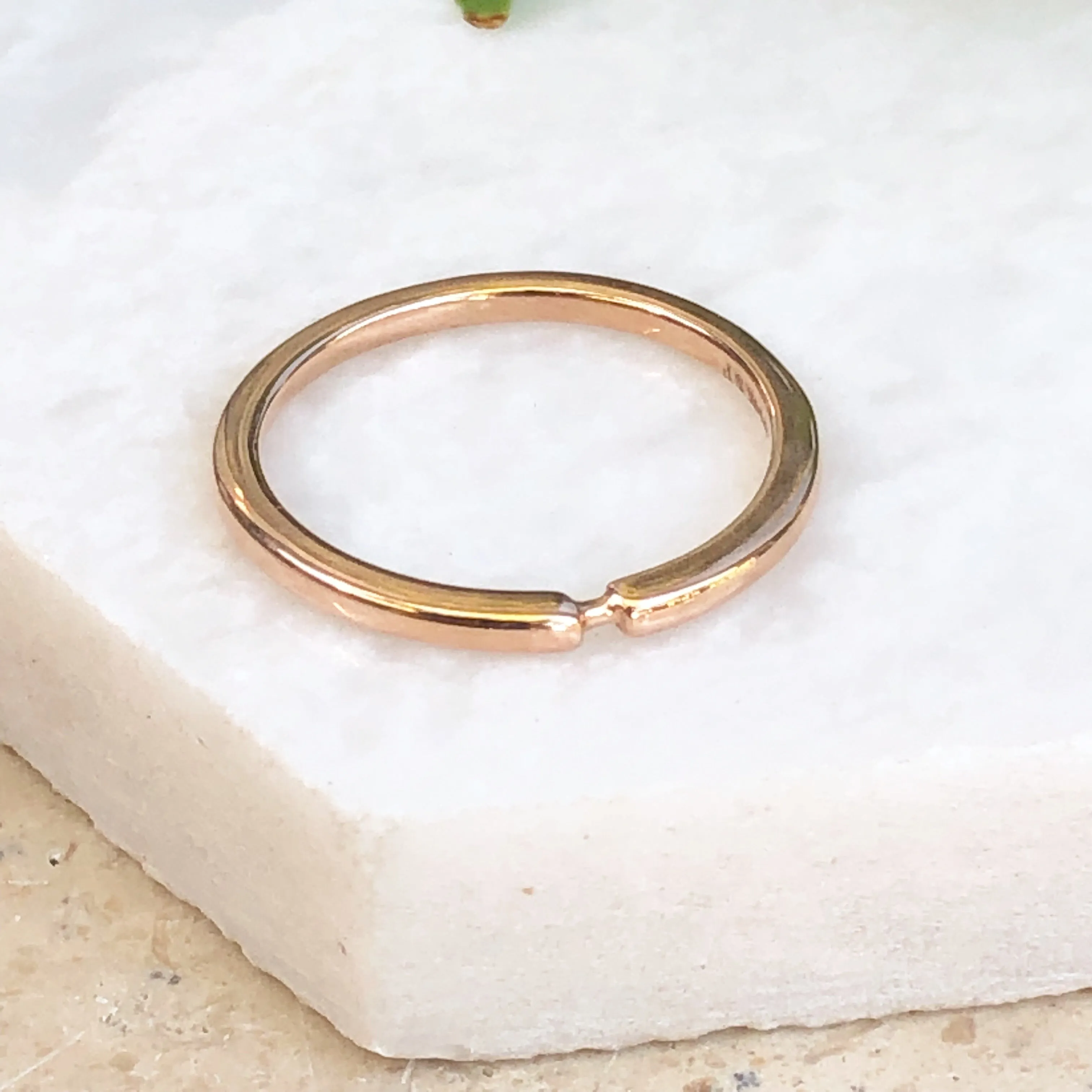 14KT Rose Gold Open Circle Slide Round Pendant Disc