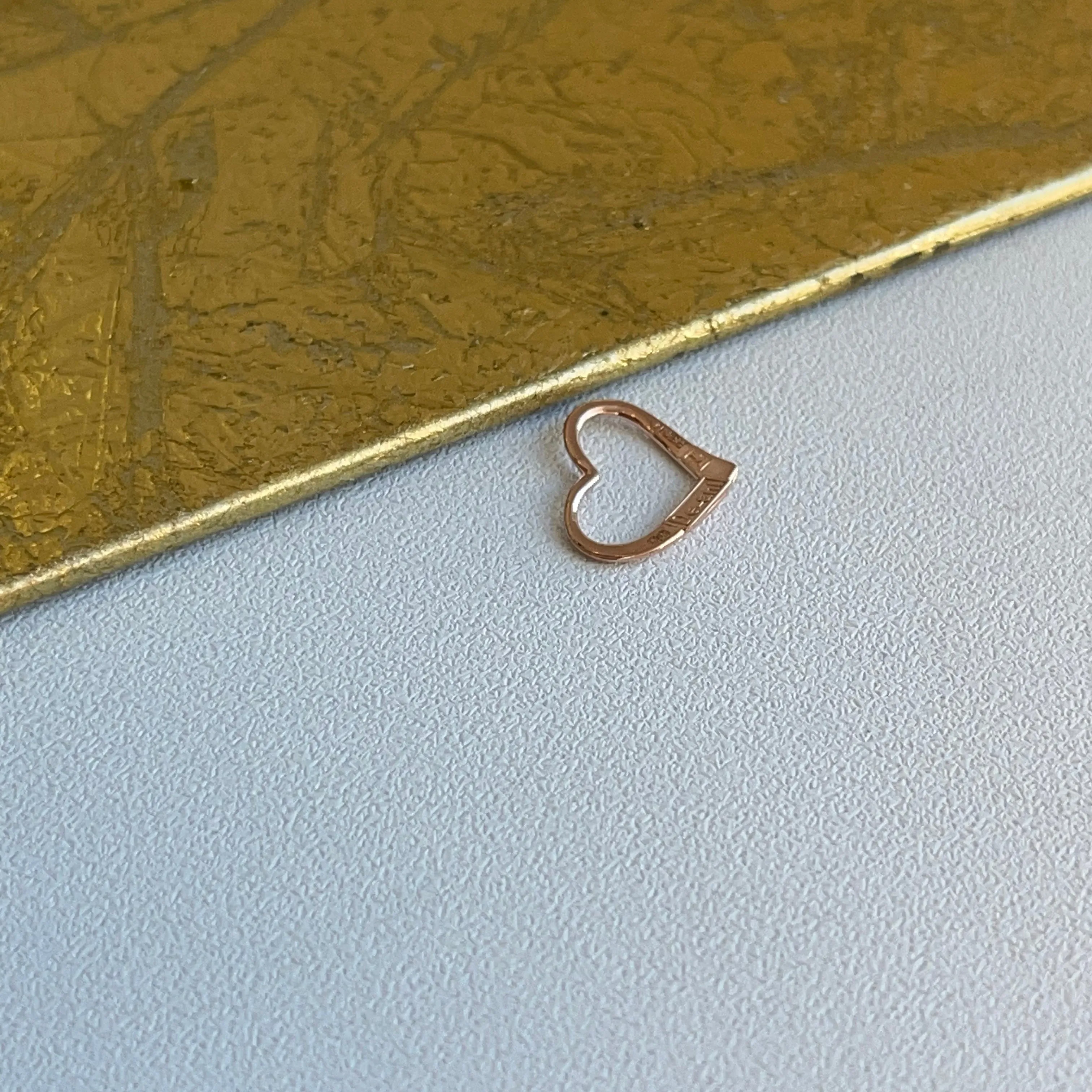 14KT Rose Gold Small Open Heart Pendant Slide