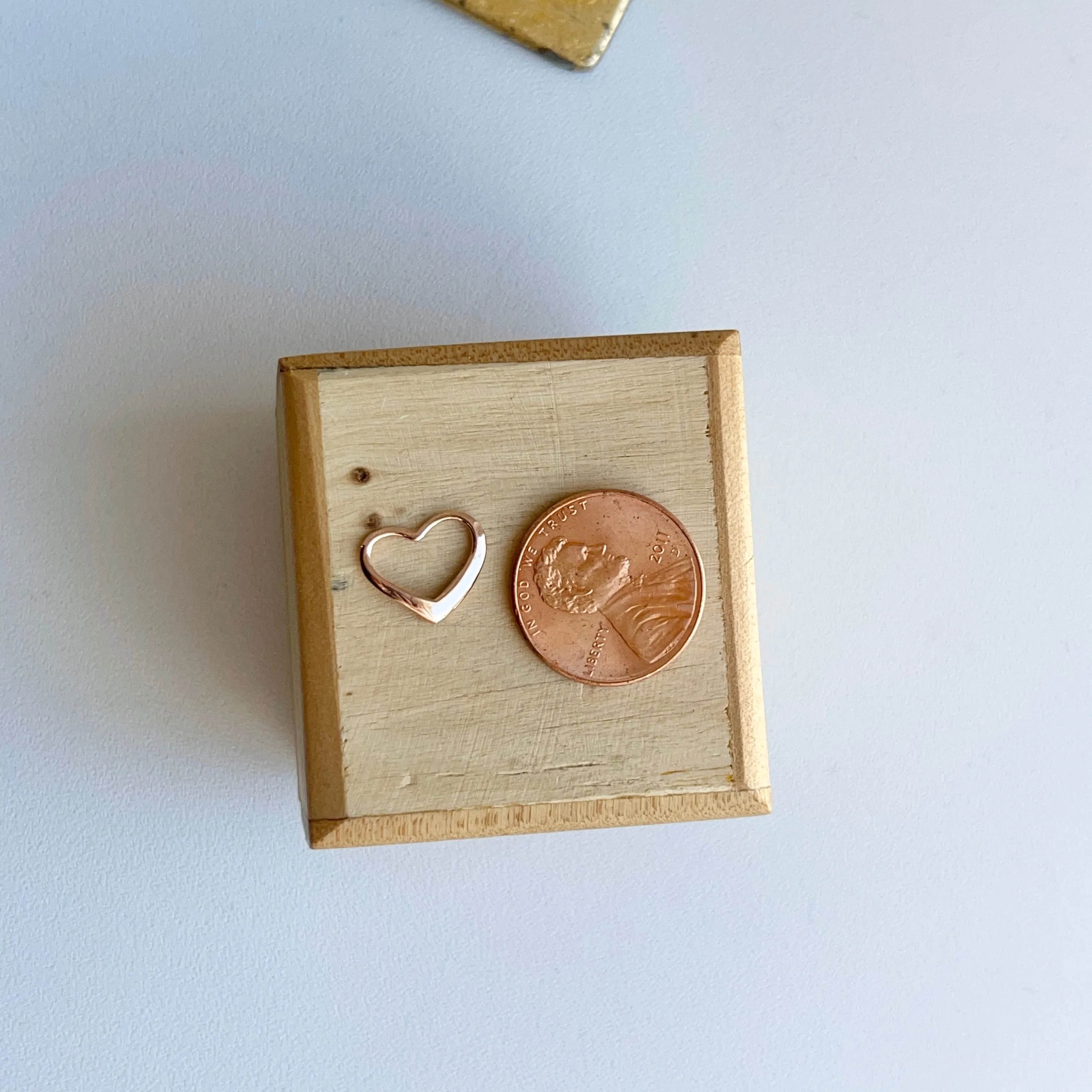14KT Rose Gold Small Open Heart Pendant Slide