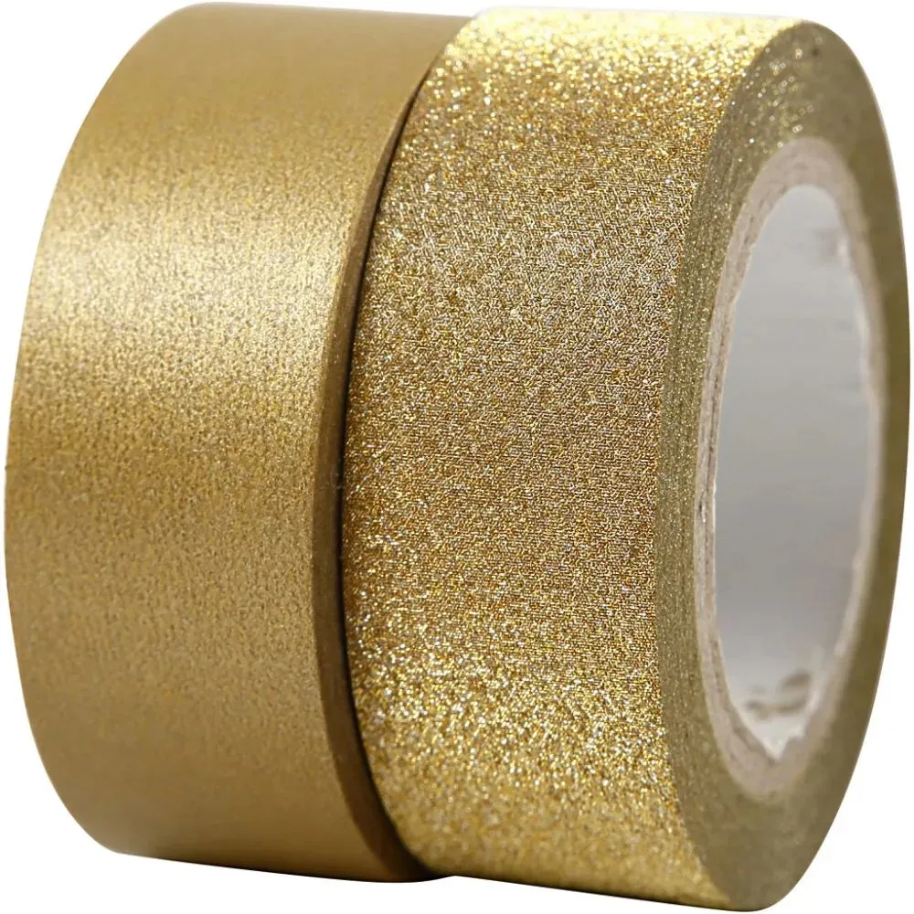 2 x Washi Tape Rolls Matt Glitter Assorted Colour Christmas Decorations Crafts