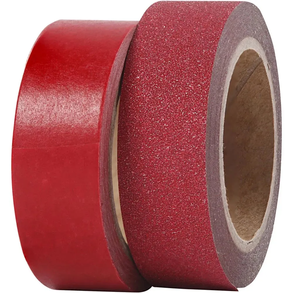2 x Washi Tape Rolls Matt Glitter Assorted Colour Christmas Decorations Crafts
