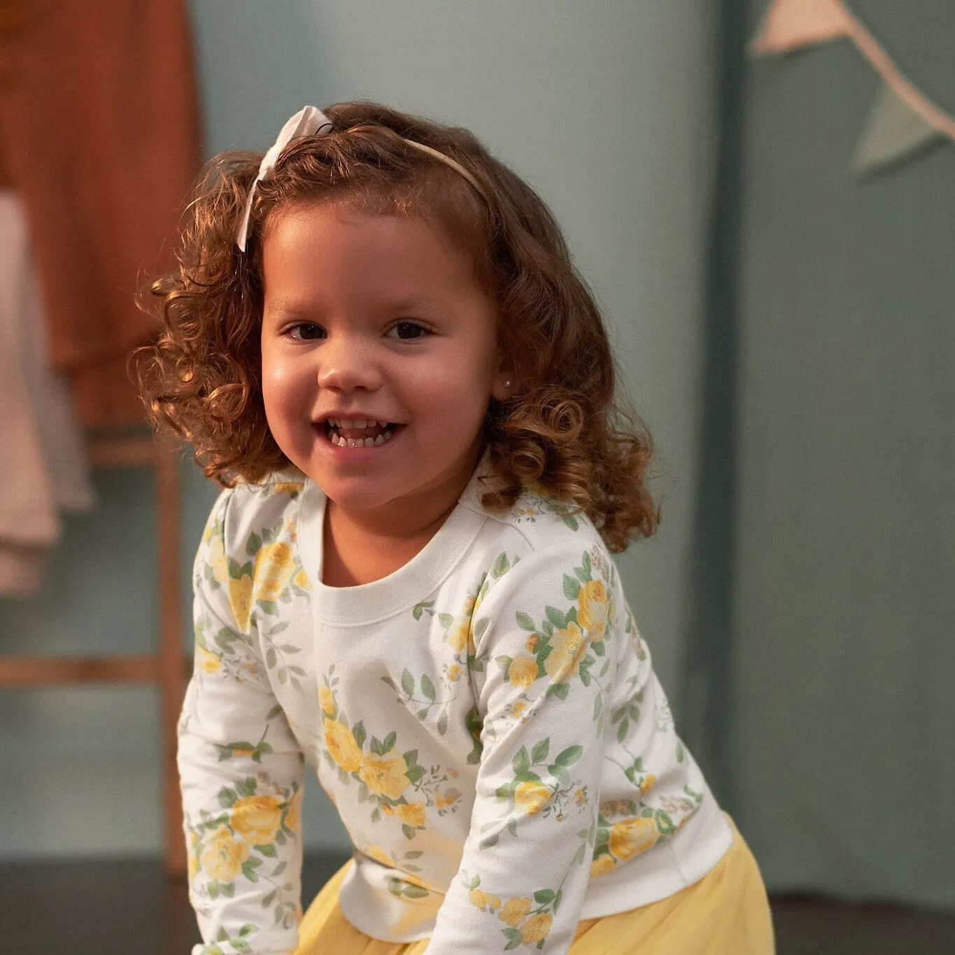 3-Piece Baby & Toddler Girls Golden Flowers French Terry Top, Tulle Tutu, & Legging Set