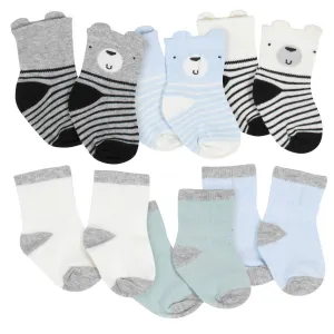 6-Pack Baby Boys' Bear Wiggle Proof Jersey Crew Socks
