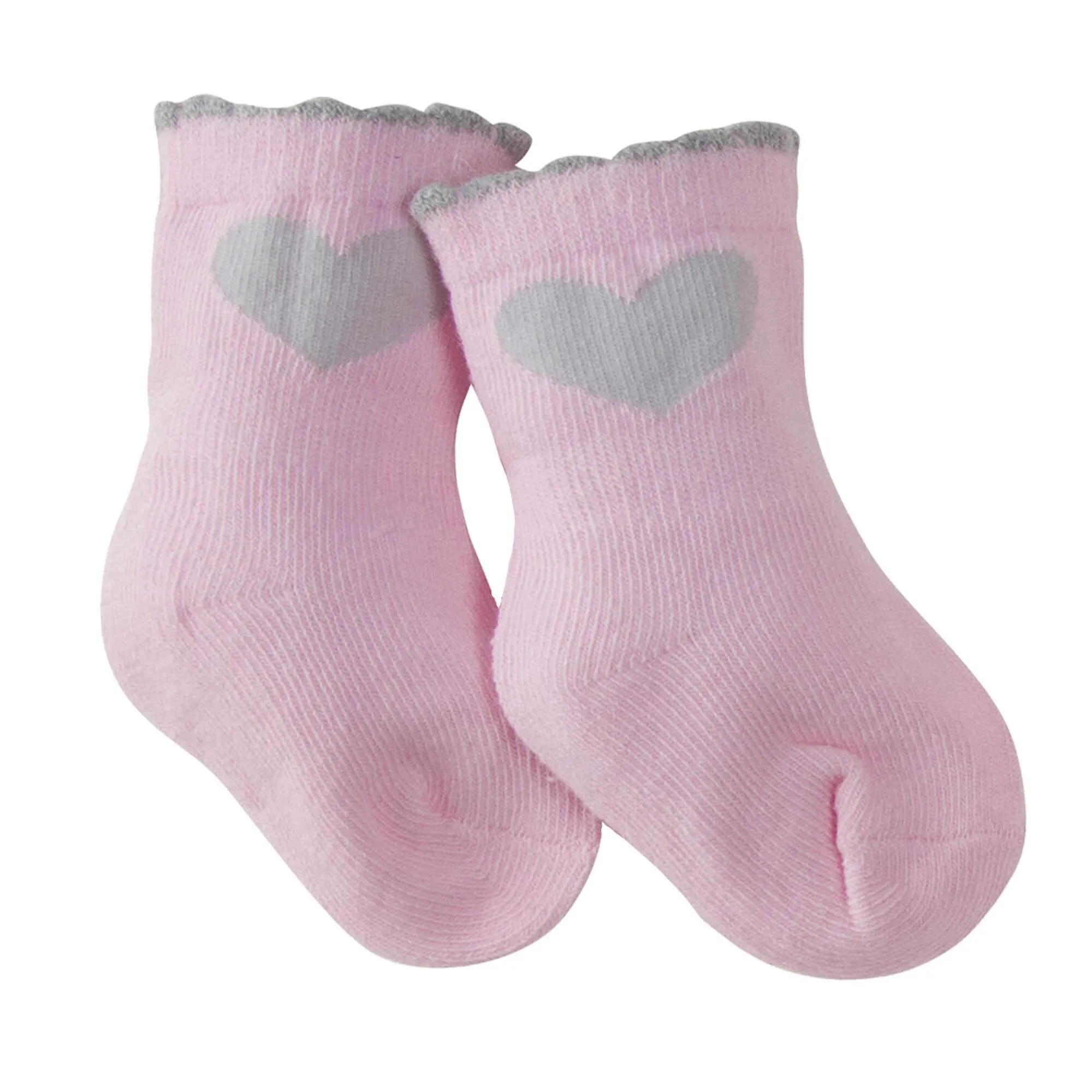 6-Pack Baby Girls Heart Wiggle Proof® Jersey Crew Socks