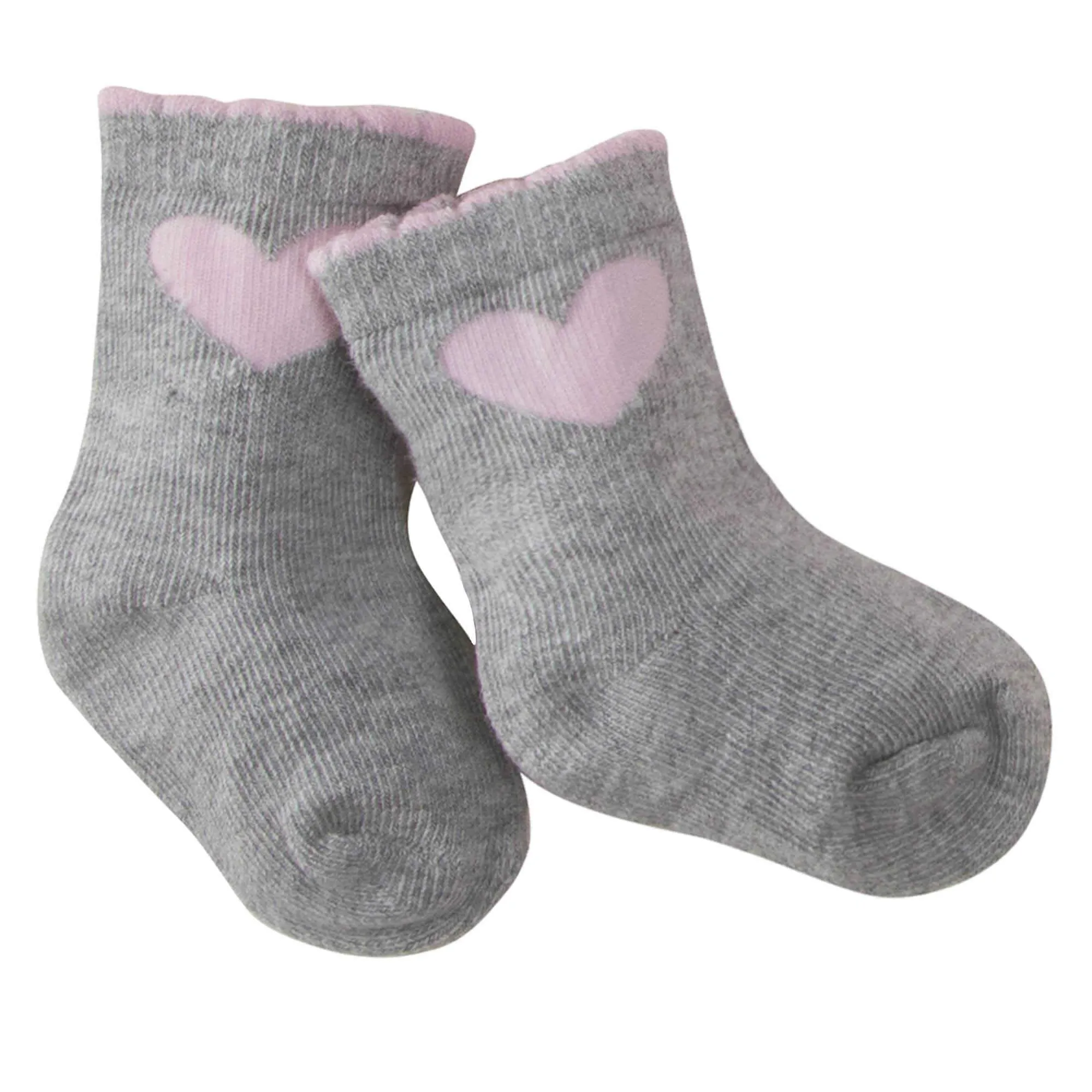 6-Pack Baby Girls Heart Wiggle Proof® Jersey Crew Socks