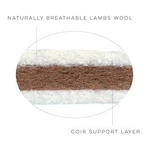 76 x 40 Natural-Start Moses Basket Mattress - Coir & Wool