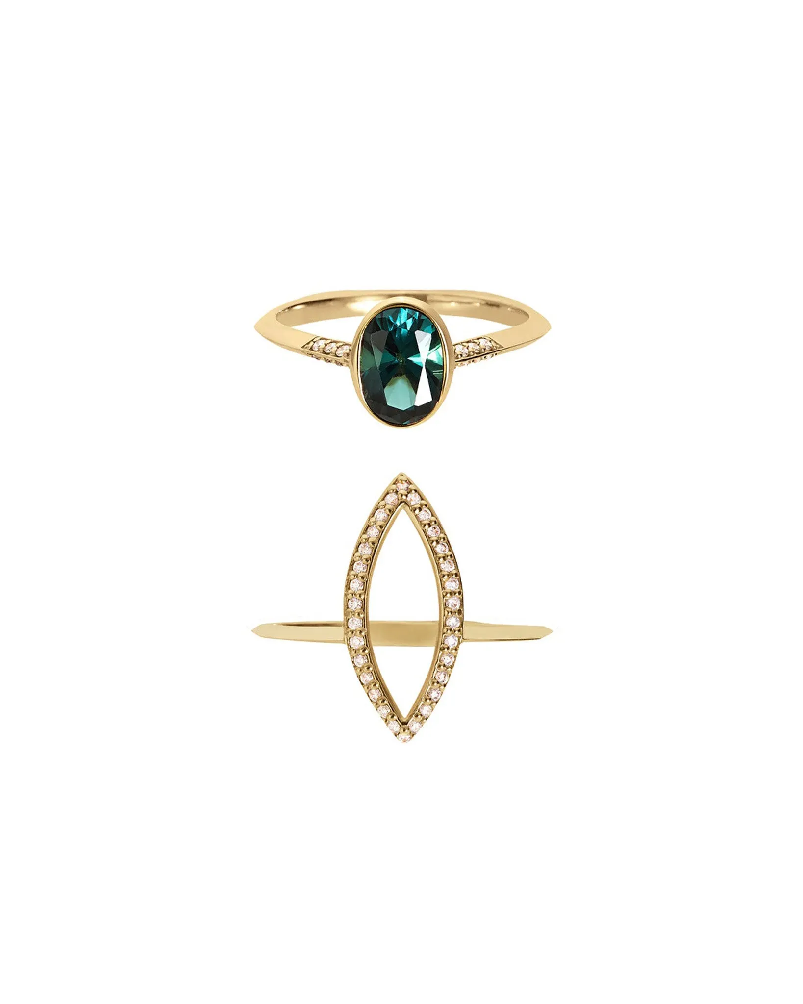 Acoustic Pavé   Marquise Outline Wedding Ring Set