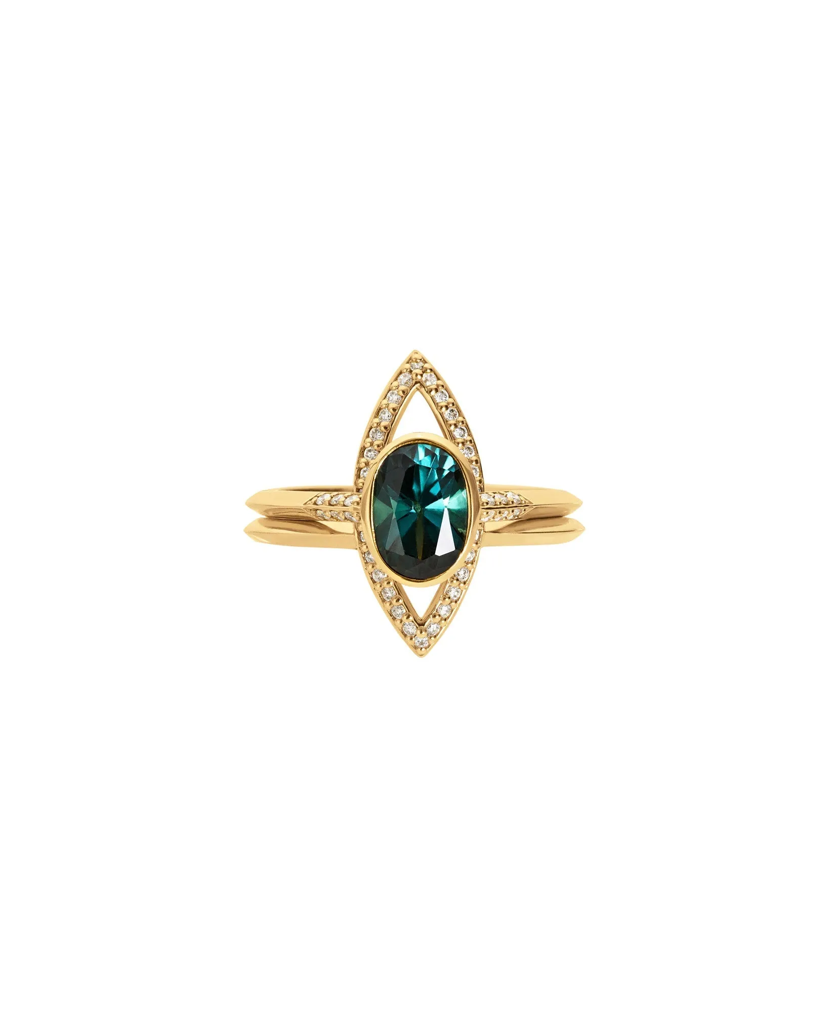 Acoustic Pavé   Marquise Outline Wedding Ring Set