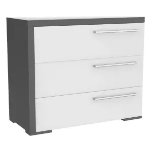 Alpine 3 drawer desk, Dark Grey and White