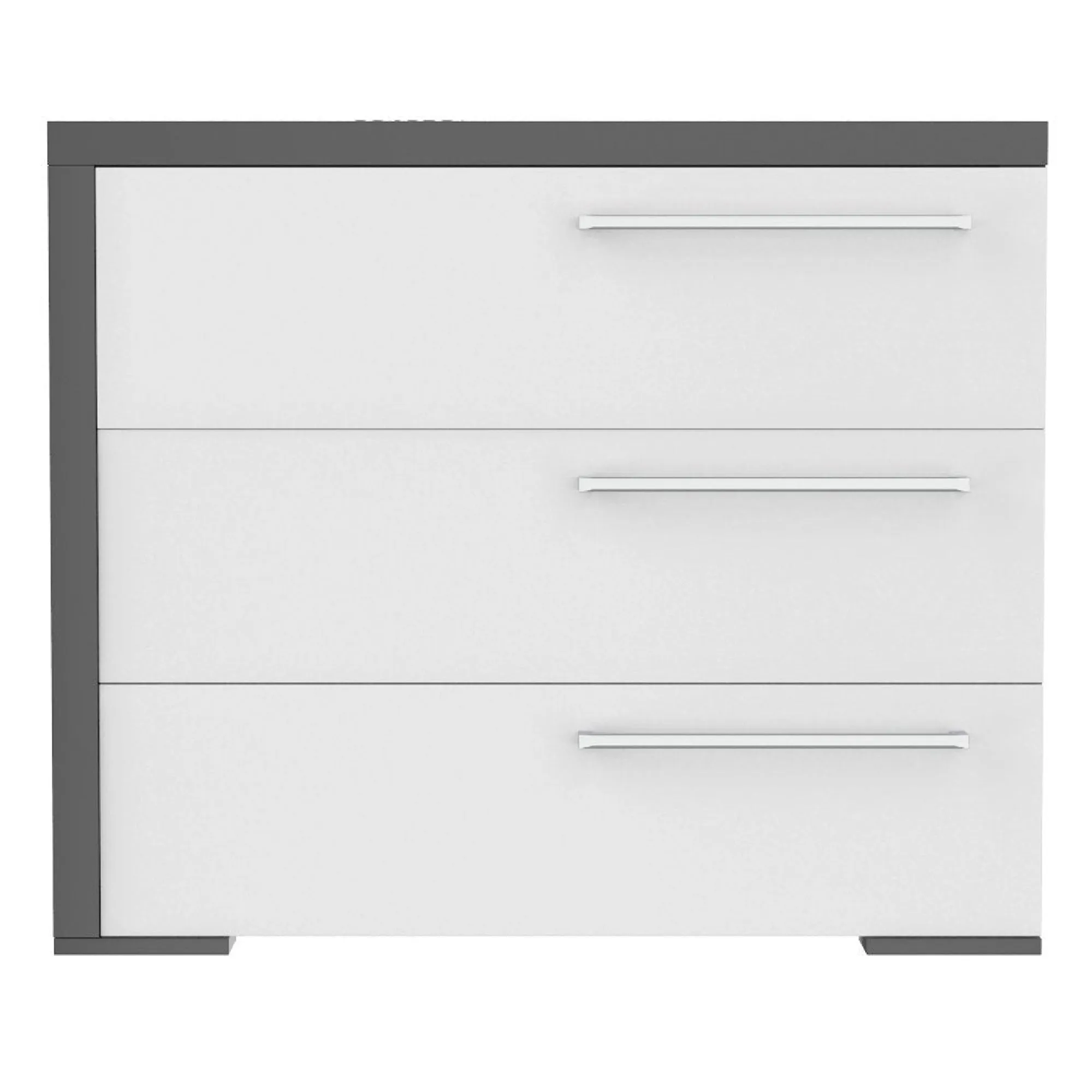 Alpine 3 drawer desk, Dark Grey and White
