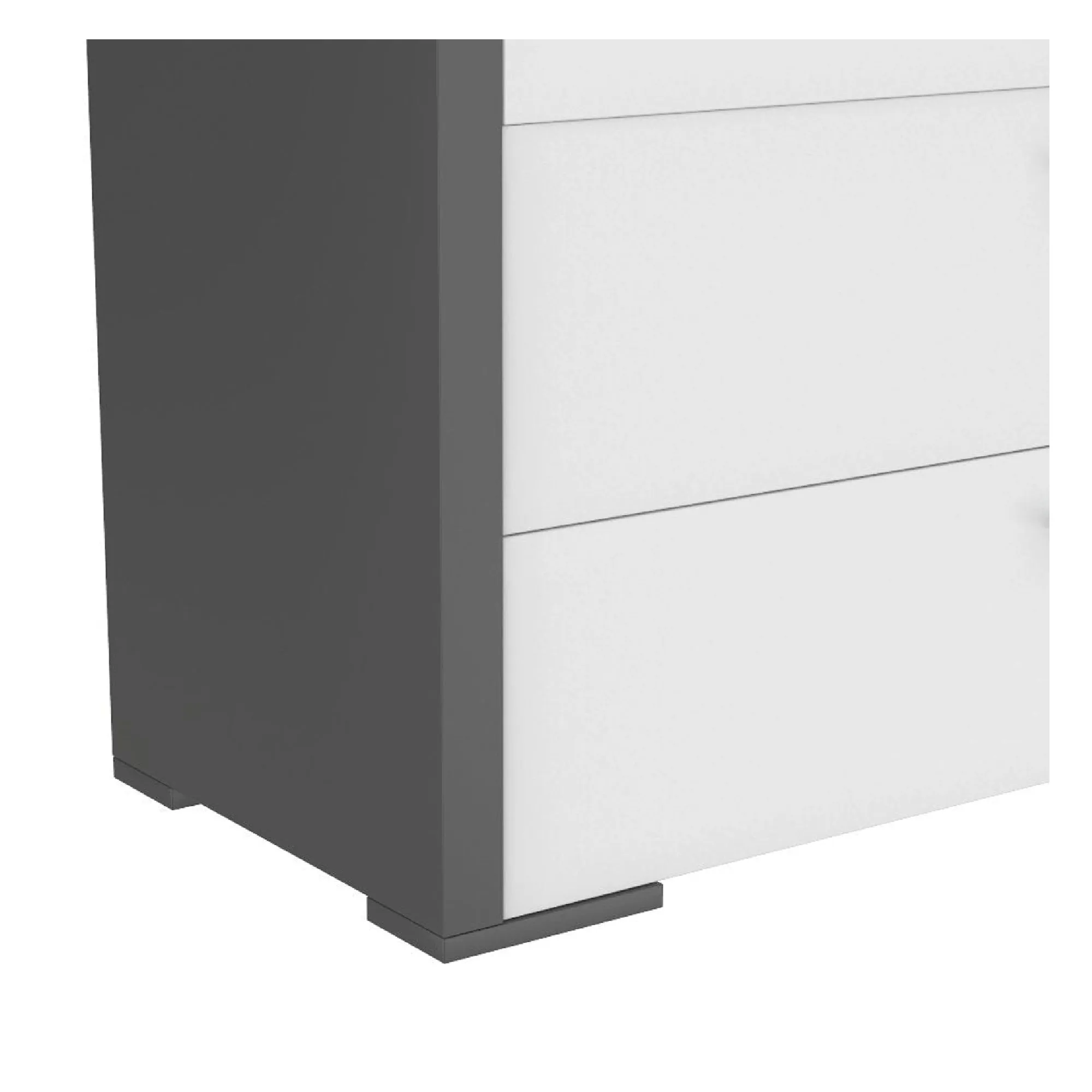 Alpine 3 drawer desk, Dark Grey and White