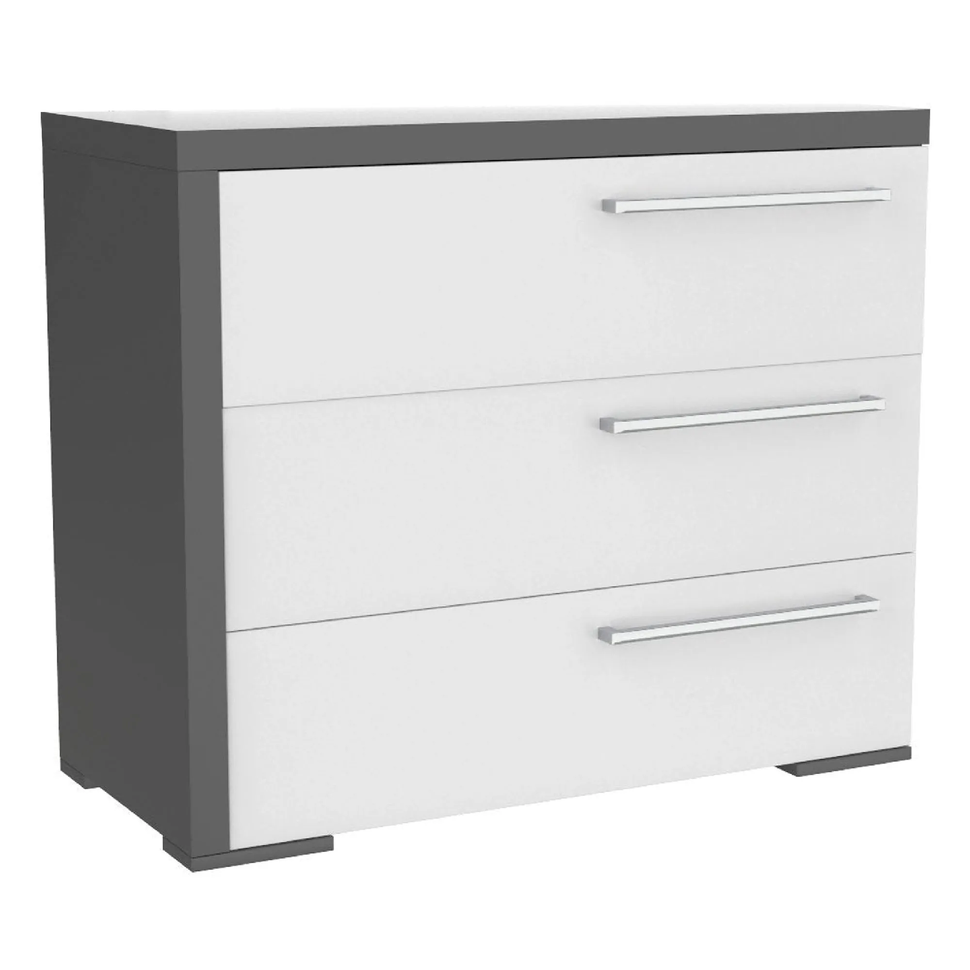Alpine 3 drawer desk, Dark Grey and White