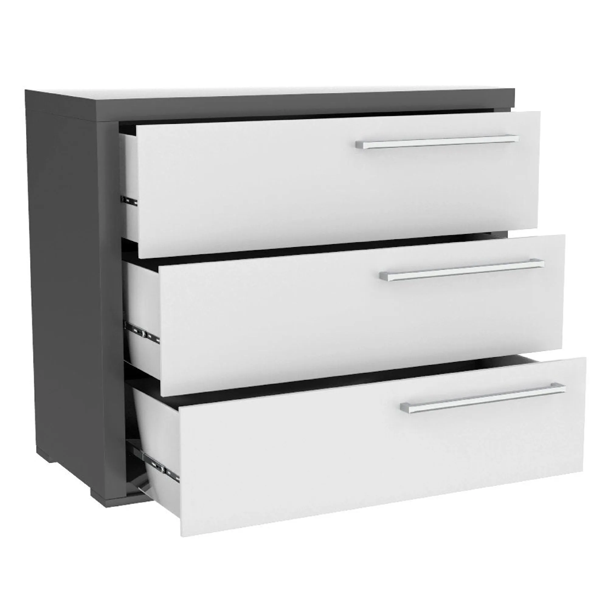Alpine 3 drawer desk, Dark Grey and White