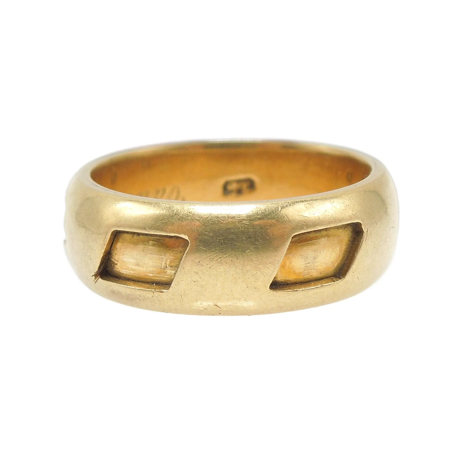 Antique Victorian Mourning Ring with Trap Windows and Hair Intact (ca. 1885)