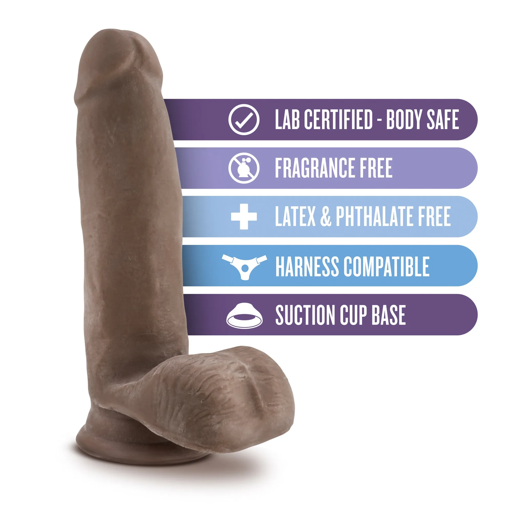 Au Naturel - 7&quot; Sensa Feel Dildo - Chocolate