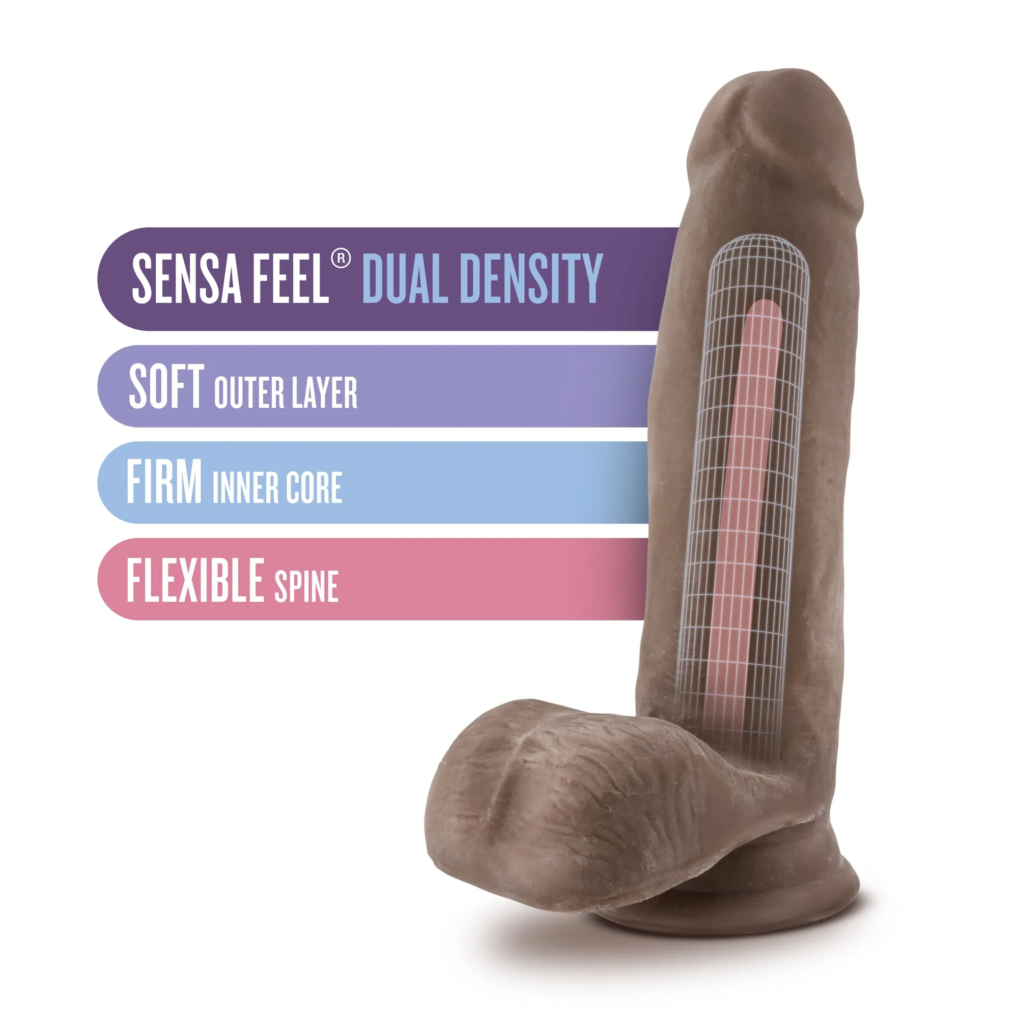 Au Naturel - 7&quot; Sensa Feel Dildo - Chocolate