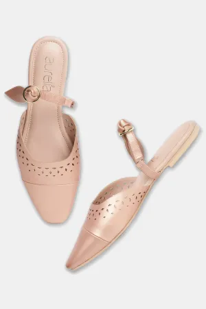 Aurelia Laser Cut Rose Gold Square Toe Flat