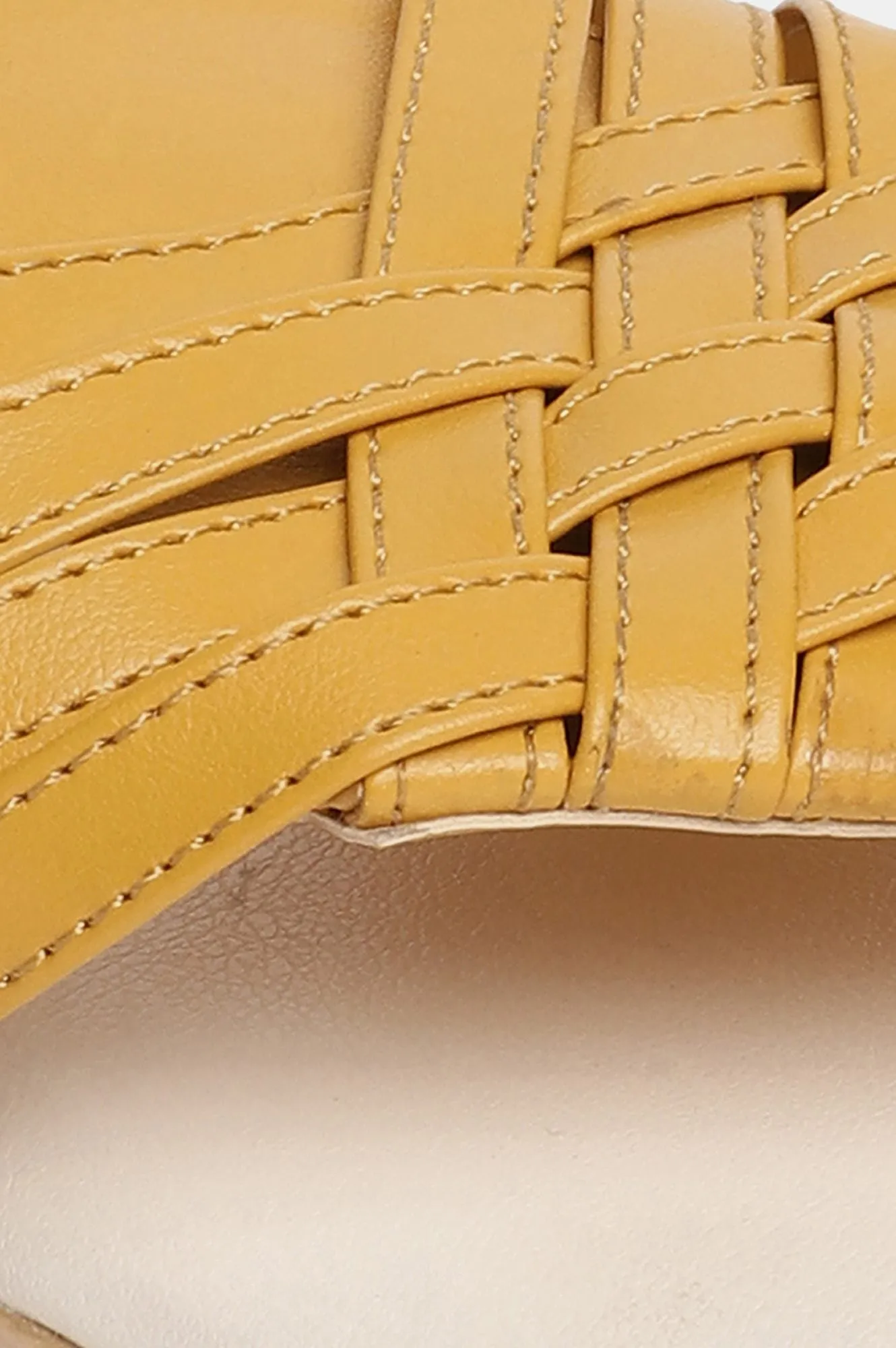 Aurelia Mustard Woven Design Round Toe Flat-Zsasha