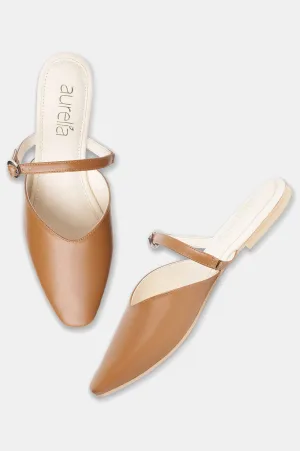 Aurelia Solid Tan Square Toe Flat