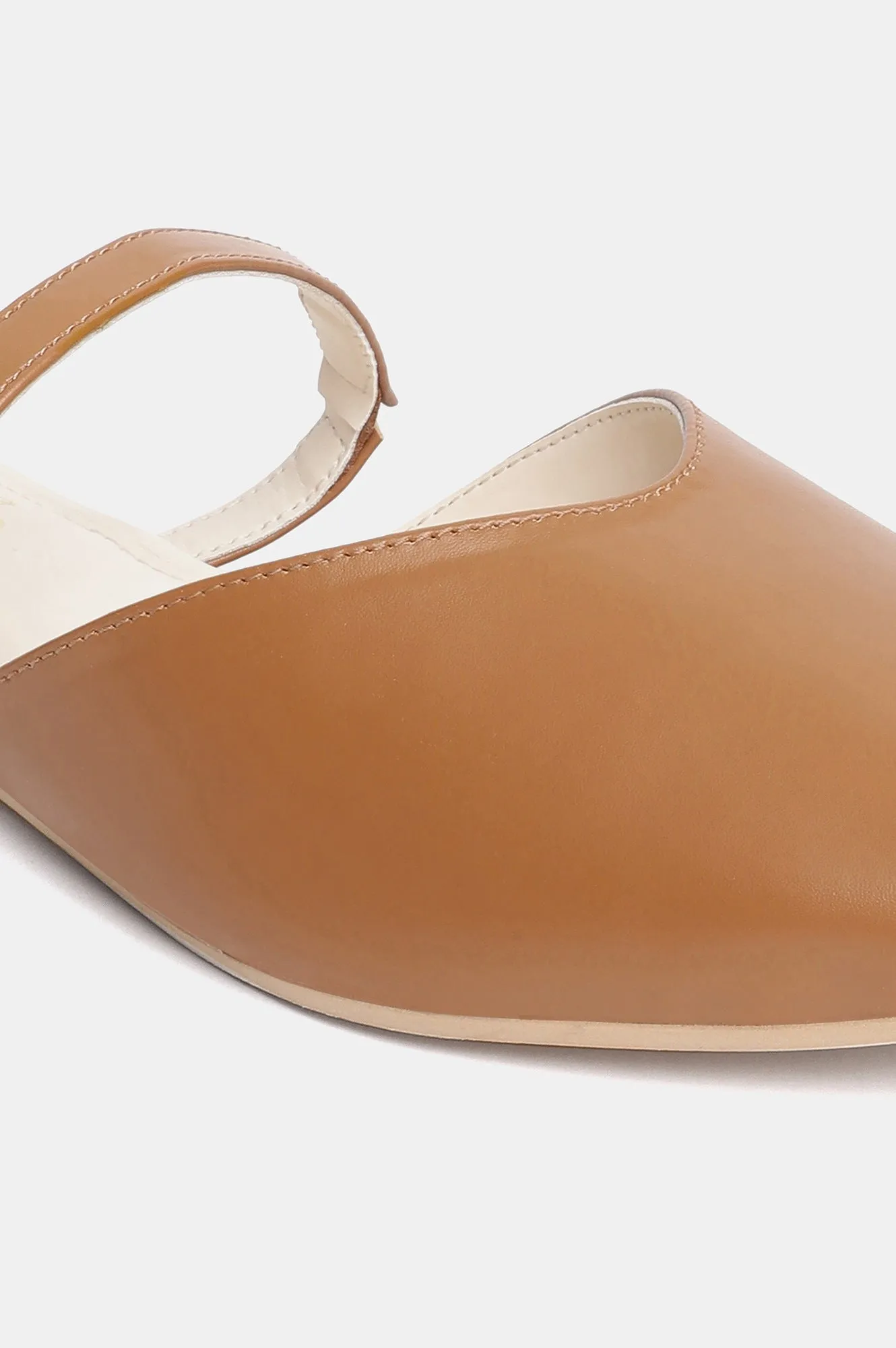 Aurelia Solid Tan Square Toe Flat