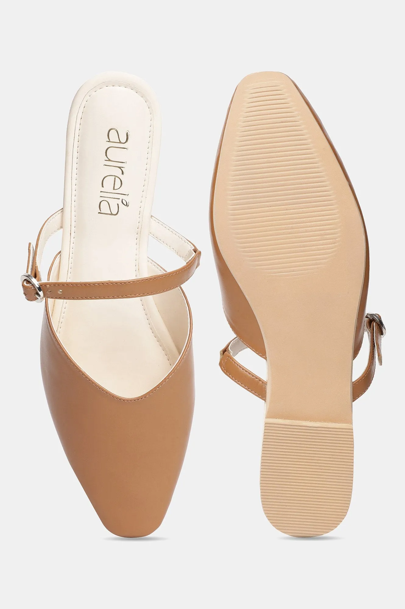Aurelia Solid Tan Square Toe Flat