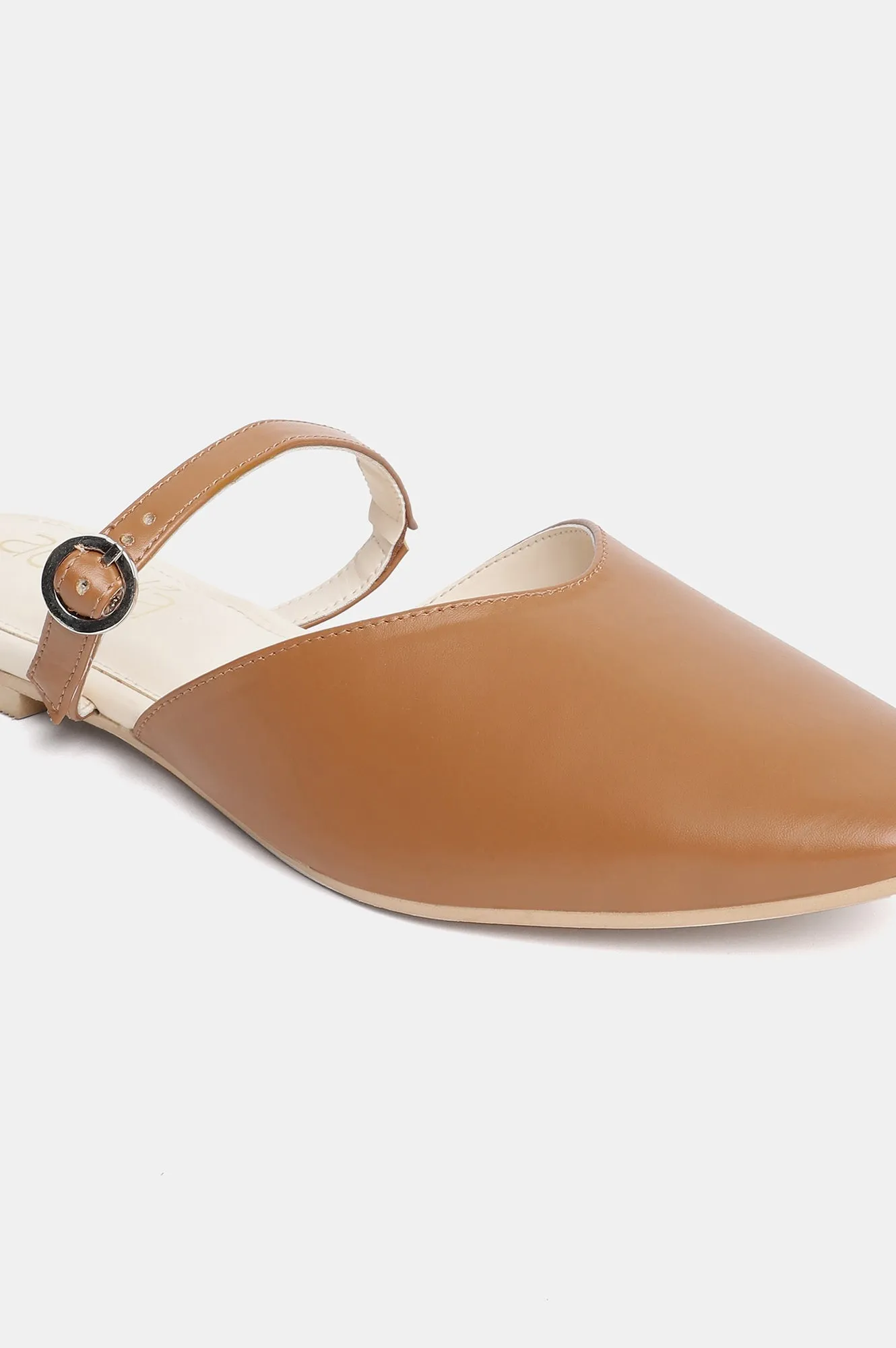 Aurelia Solid Tan Square Toe Flat