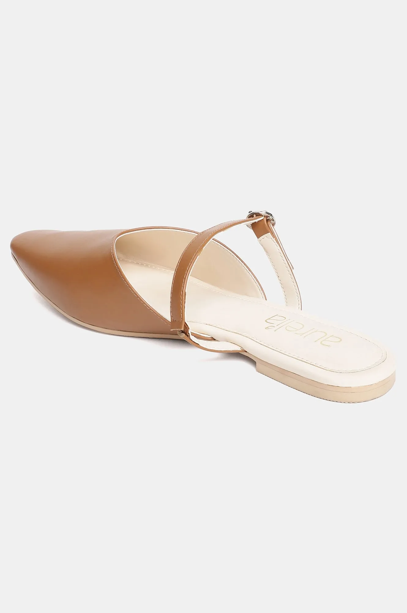 Aurelia Solid Tan Square Toe Flat