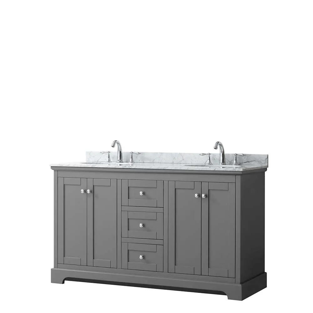 Avery 60 Inch Double Bathroom Vanity in Dark Gray