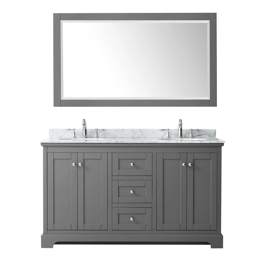 Avery 60 Inch Double Bathroom Vanity in Dark Gray