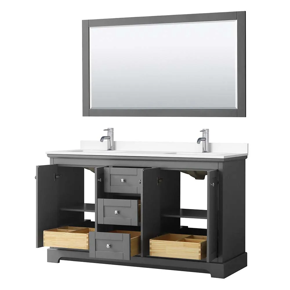 Avery 60 Inch Double Bathroom Vanity in Dark Gray
