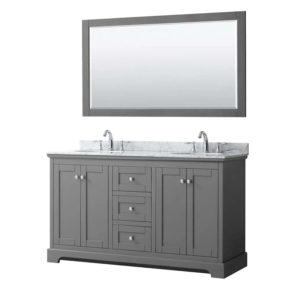 Avery 60 Inch Double Bathroom Vanity in Dark Gray