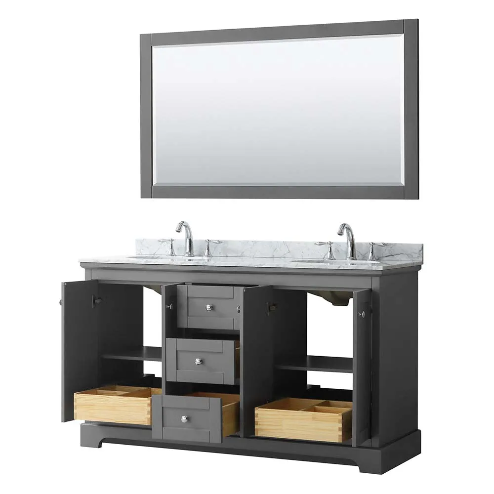 Avery 60 Inch Double Bathroom Vanity in Dark Gray