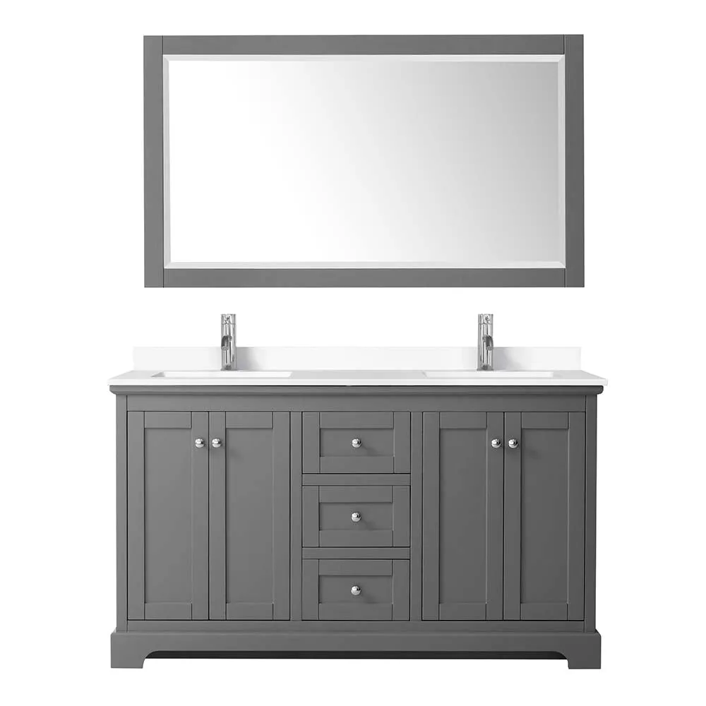 Avery 60 Inch Double Bathroom Vanity in Dark Gray