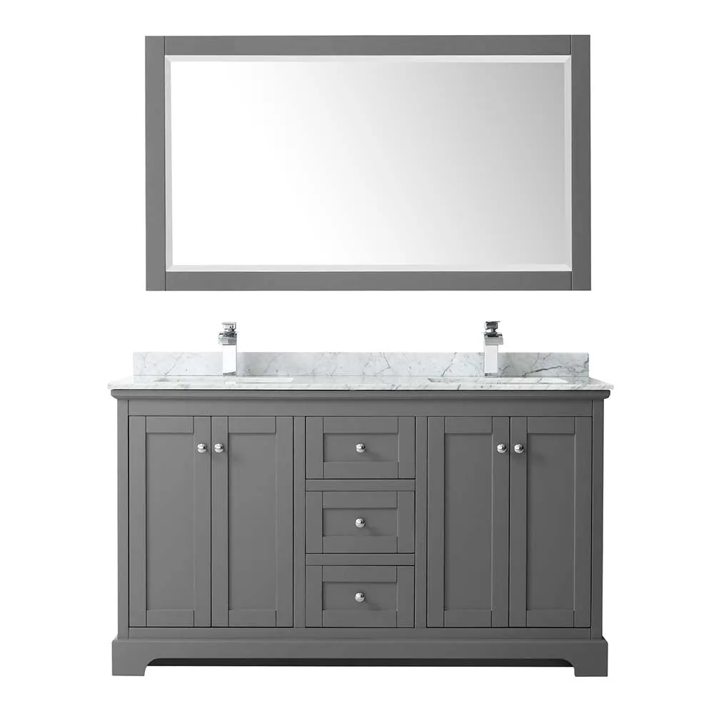 Avery 60 Inch Double Bathroom Vanity in Dark Gray