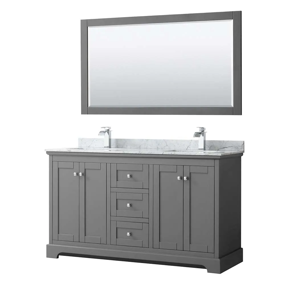 Avery 60 Inch Double Bathroom Vanity in Dark Gray
