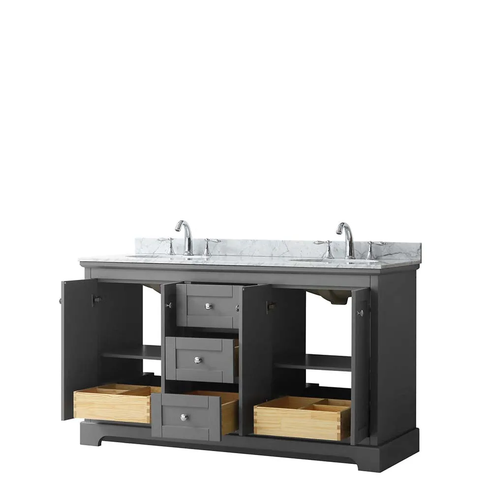 Avery 60 Inch Double Bathroom Vanity in Dark Gray
