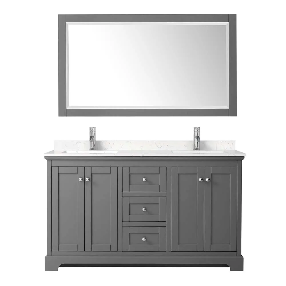 Avery 60 Inch Double Bathroom Vanity in Dark Gray